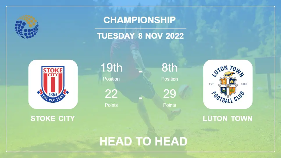 Head to Head Stoke City vs Luton Town | Prediction, Odds - 08-11-2022 - Championship