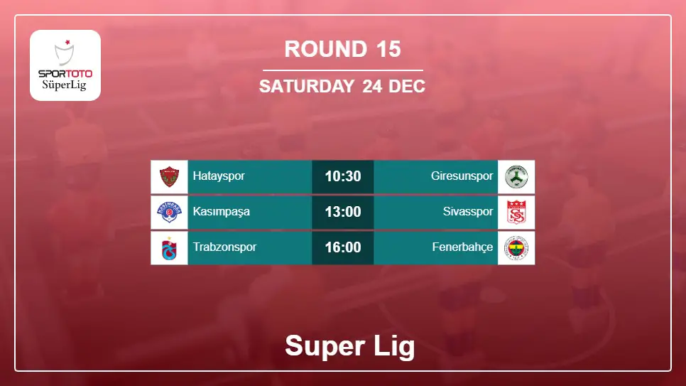 Turkey Super Lig 2022-2023 Round-15 2022-12-24 matches