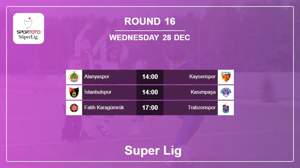 Turkey Super Lig 2022-2023 Round-16 2022-12-28 matches