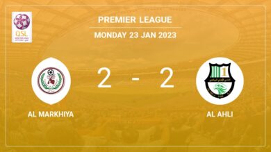 Premier League: Al Markhiya manages to draw 2-2 with Al Ahli after recovering a 0-2 deficit