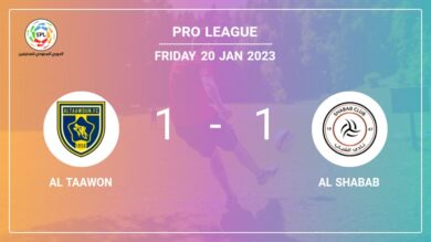 Al Taawon 1-1 Al Shabab: Draw on Friday