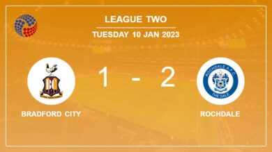 Rochdale recovers a 0-1 deficit to beat Bradford City 2-1 with I. Henderson scoring 2 goals