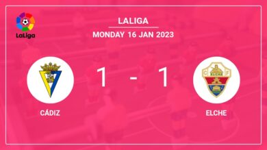 Cádiz 1-1 Elche: Draw on Monday