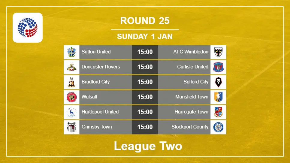 England League Two 2022-2023 Round-25 2023-01-01 matches