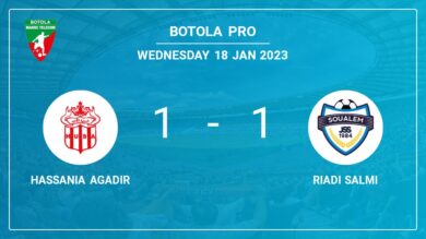 Hassania Agadir 1-1 Riadi Salmi: Draw after Y. Mehri missed a penalty