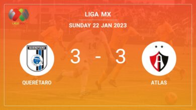 Liga MX: Querétaro and Atlas draw a exciting match 3-3 on Sunday