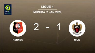 Ligue 1: Rennes snatches a 2-1 win against Nice 2-1