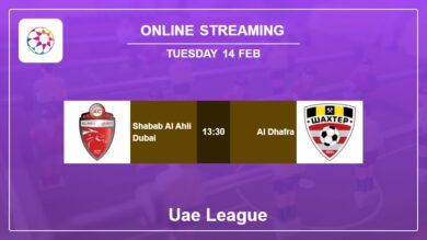 Where to watch Shabab Al Ahli Dubai vs. Al Dhafra live stream in Uae League 2022-2023