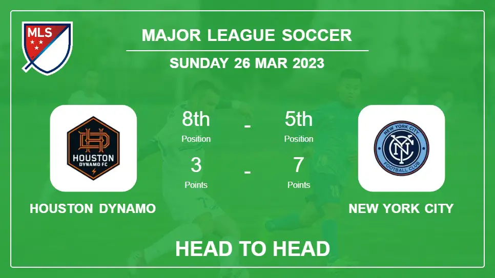 Houston Dynamo vs New York City: Head to Head stats, Prediction, Statistics - 25-03-2023 - Major League Soccer