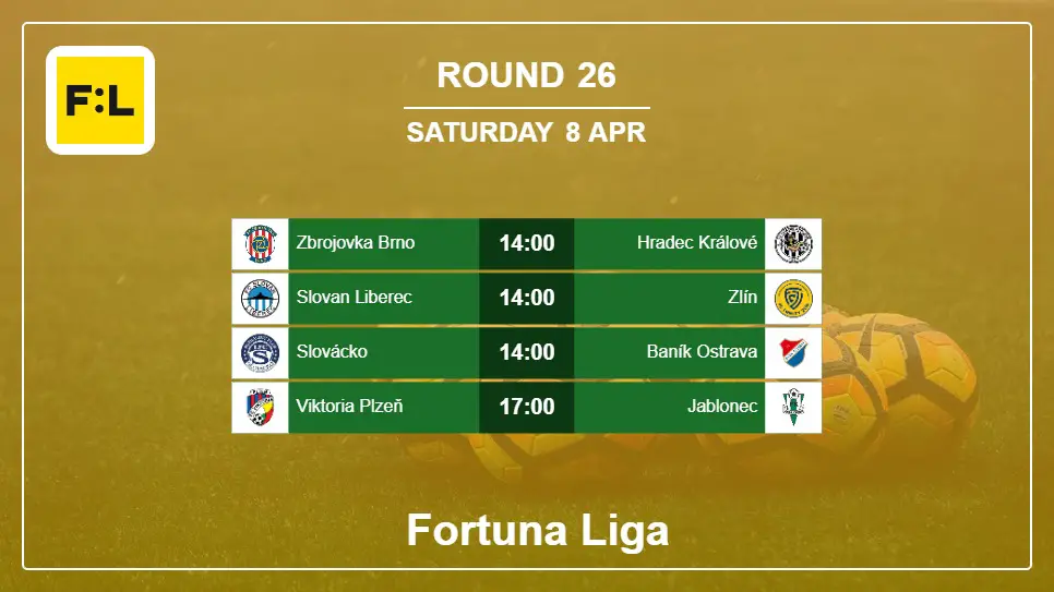 Czech Republic Fortuna Liga 2022-2023 Round-26 2023-04-08 matches