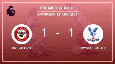 Brentford 1-1 Crystal Palace: Draw on Saturday