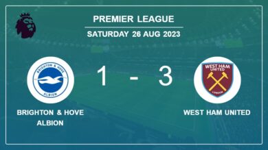 Premier League: West Ham United prevails over Brighton & Hove Albion 3-1