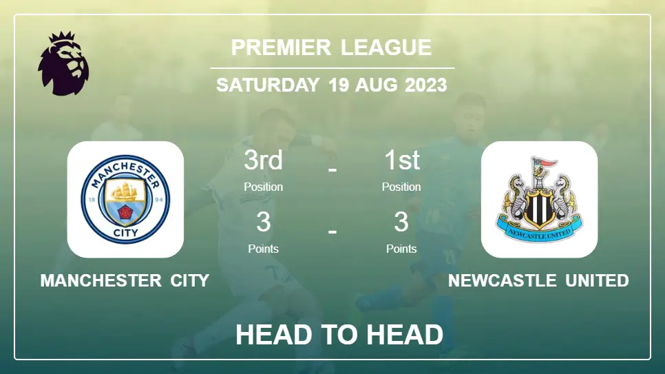 Manchester City vs Newcastle United: Head to Head stats, Prediction, Statistics - 19-08-2023 - Premier League