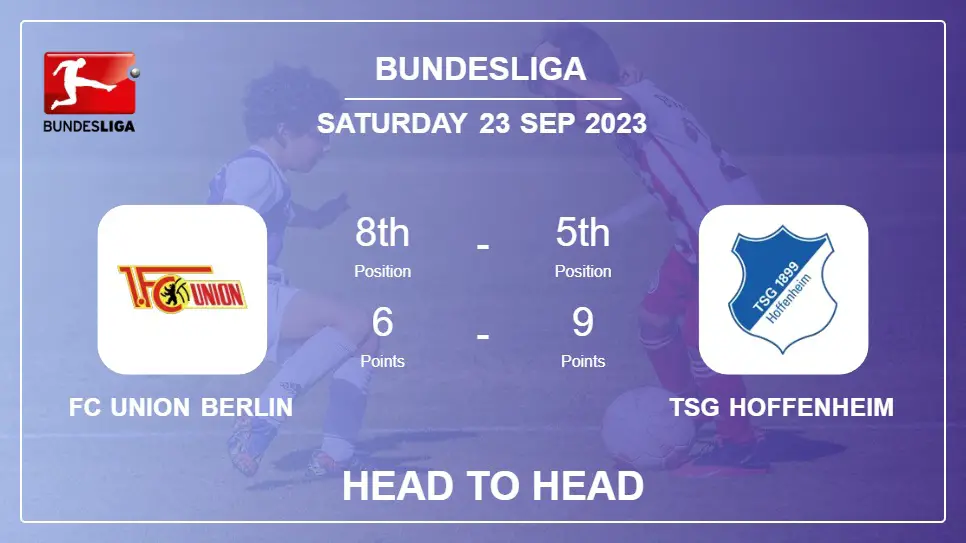 Head to Head FC Union Berlin vs TSG Hoffenheim | Prediction, Odds - 23-09-2023 - Bundesliga