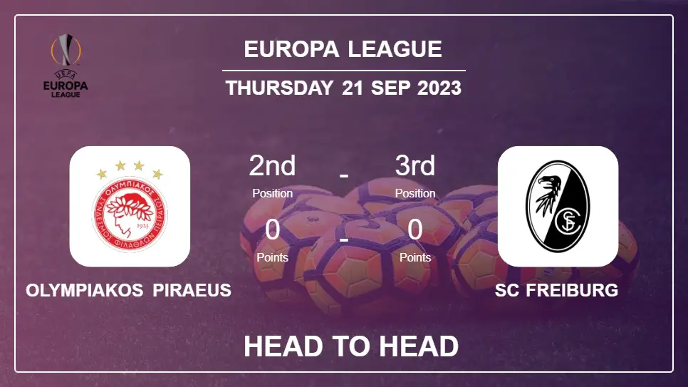 Olympiakos Piraeus vs SC Freiburg: Head to Head stats, Prediction, Statistics - 21-09-2023 - Europa League