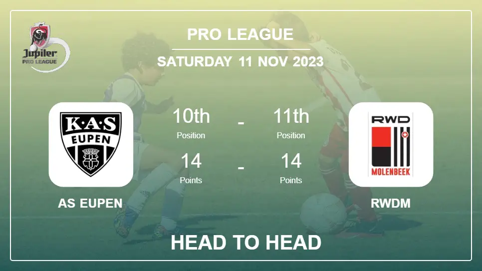 Head to Head AS Eupen vs RWDM Prediction | Timeline, Lineups, Odds - 11th Nov 2023 - Pro League