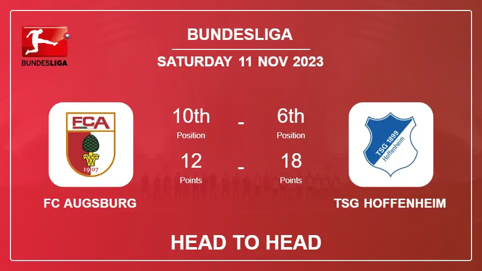Head to Head stats FC Augsburg vs TSG Hoffenheim: Prediction, Timeline, Prediction, Lineups - 11th Nov 2023 - Bundesliga