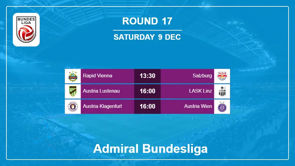 Austria Admiral Bundesliga 2023-2024 Round-17 2023-12-09 matches