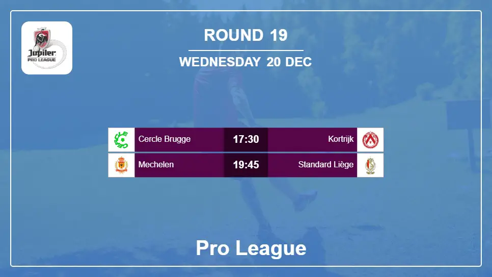 Belgium Pro League 2023-2024 Round-19 2023-12-20 matches