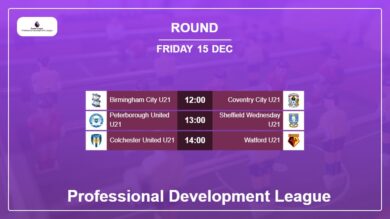 Professional Development League 2023-2024: Round  Head to Head, Prediction 15th December