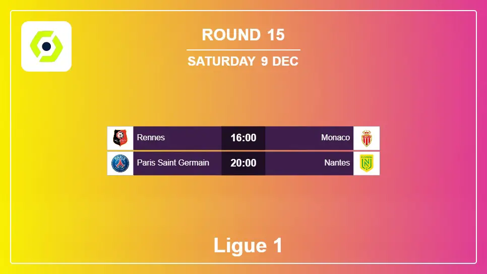 France Ligue 1 2023-2024 Round-15 2023-12-09 matches