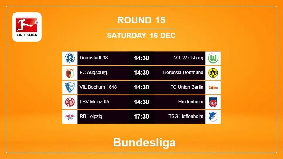 Germany Bundesliga 2023-2024 Round-15 2023-12-16 matches