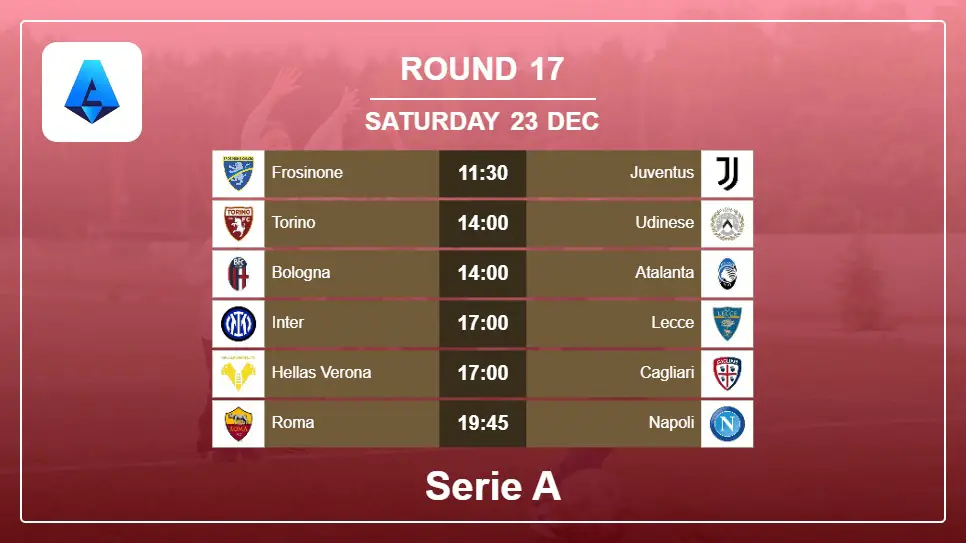 Italy Serie A 2023-2024 Round-17 2023-12-23 matches