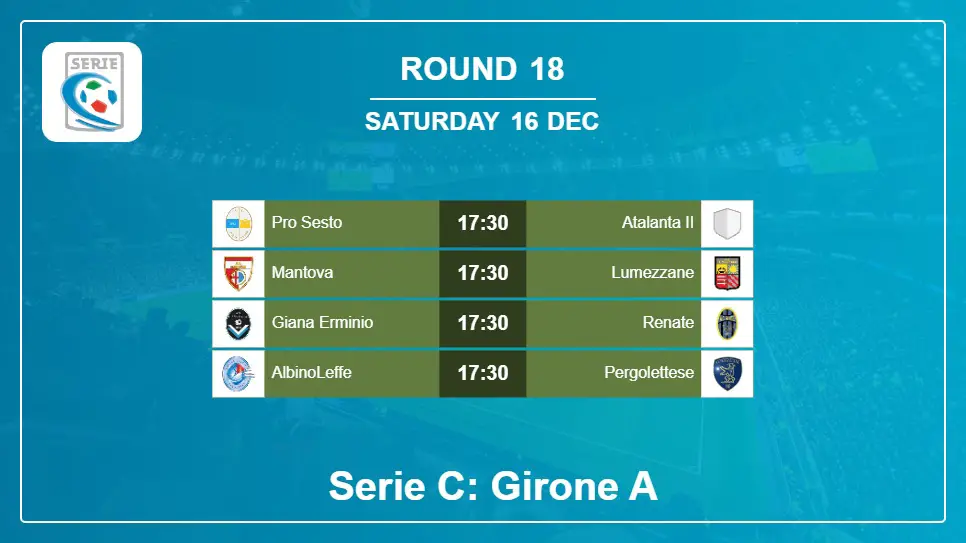 Italy Serie C: Girone A 2023-2024 Round-18 2023-12-16 matches