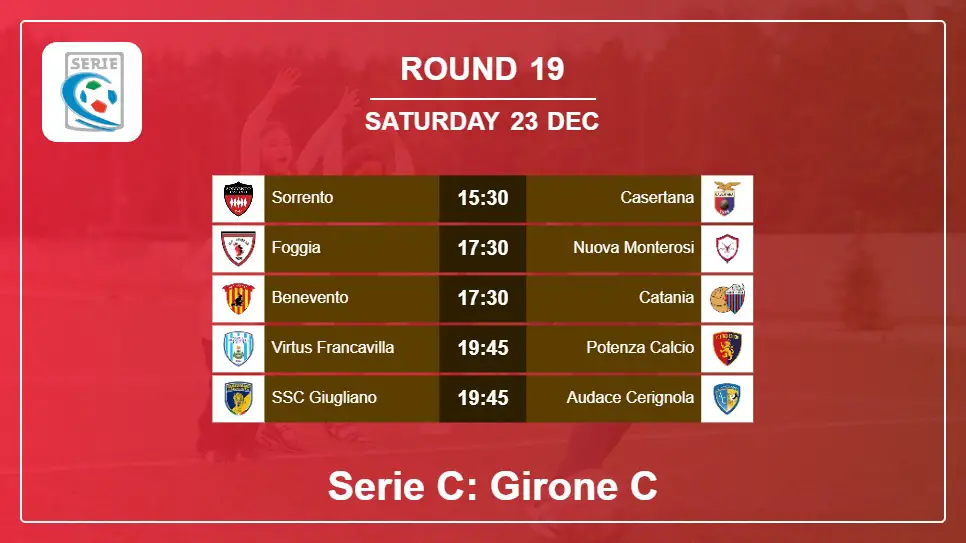 Round 19: Serie C: Girone C H2H, Predictions 23rd December