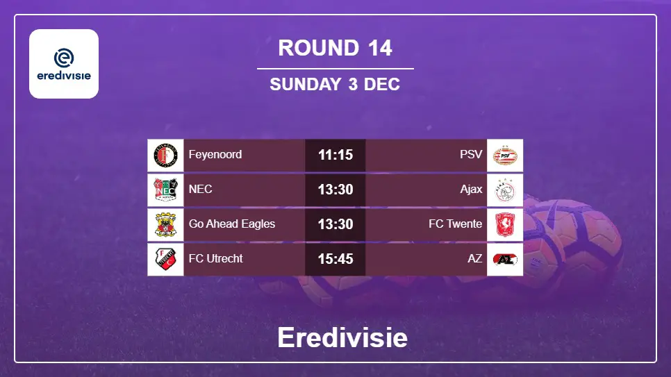 Netherlands Eredivisie 2023-2024 Round-14 2023-12-03 matches