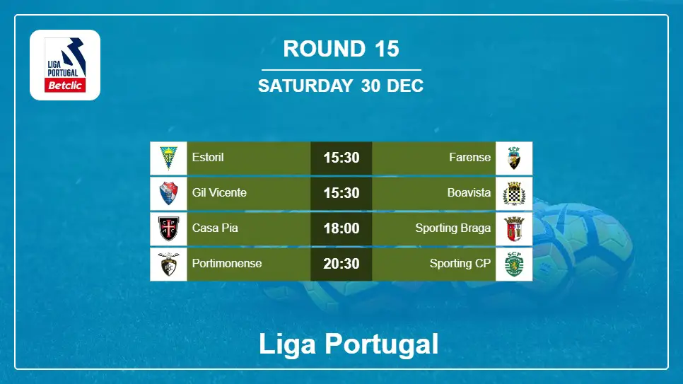 Portugal Liga Portugal 2023-2024 Round-15 2023-12-30 matches