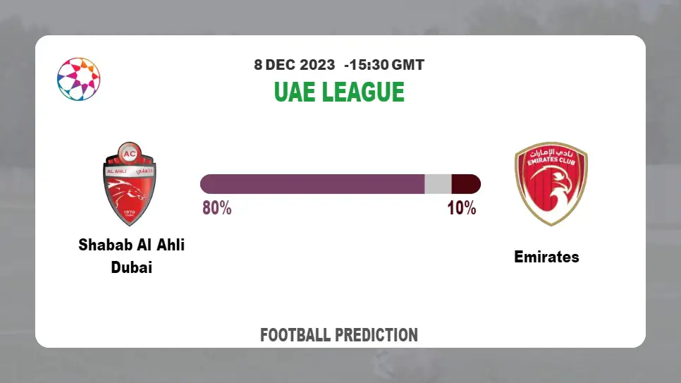 Over 2.5 Prediction: Shabab Al Ahli Dubai vs Emirates Football Tips Today | 8th December 2023