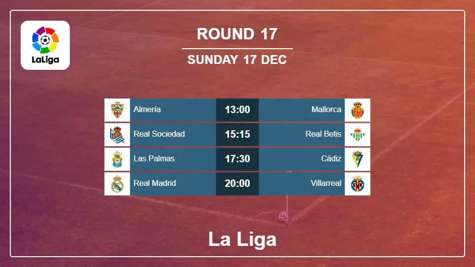 Spain La Liga 2023-2024 Round-17 2023-12-17 matches
