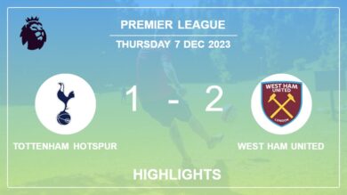 Premier League: West Ham United recovers a 0-1 deficit to top Tottenham Hotspur 2-1. Highlights