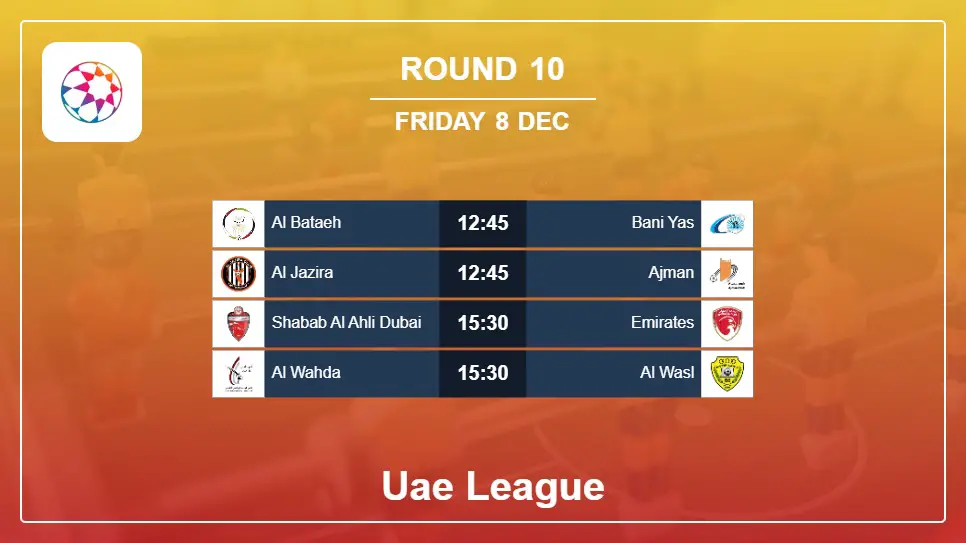 United Arab Emirates Uae League 2023-2024 Round-10 2023-12-08 matches