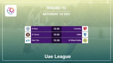 Round 12: Uae League H2H, Predictions 23rd December