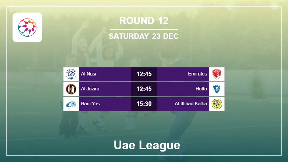 United Arab Emirates Uae League 2023-2024 Round-12 2023-12-23 matches