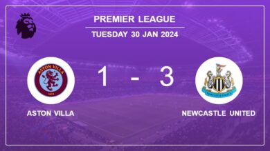 Premier League: Newcastle United beats Aston Villa 3-1