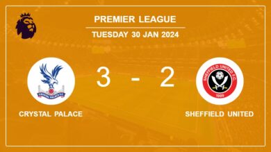 Premier League: Crystal Palace defeats Sheffield United after recovering from a 1-2 deficit