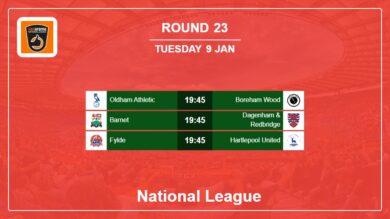 Round 23: National League H2H, Predictions 9th January