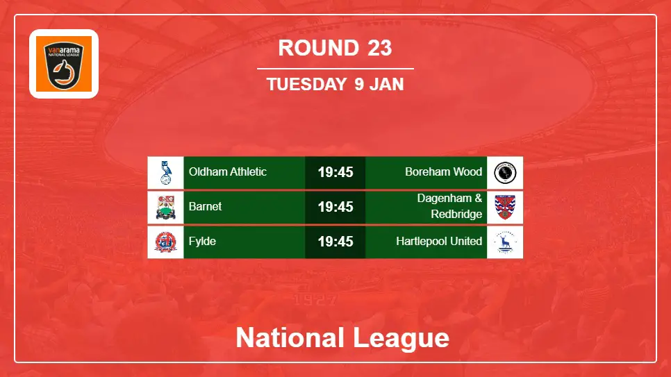 England National League 2023-2024 Round-23 2024-01-09 matches