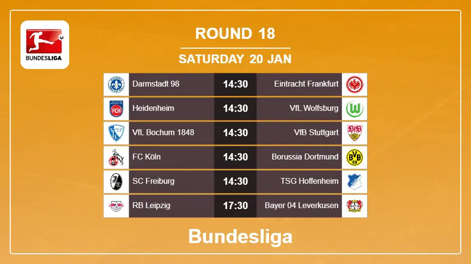Germany Bundesliga 2023-2024 Round-18 2024-01-20 matches