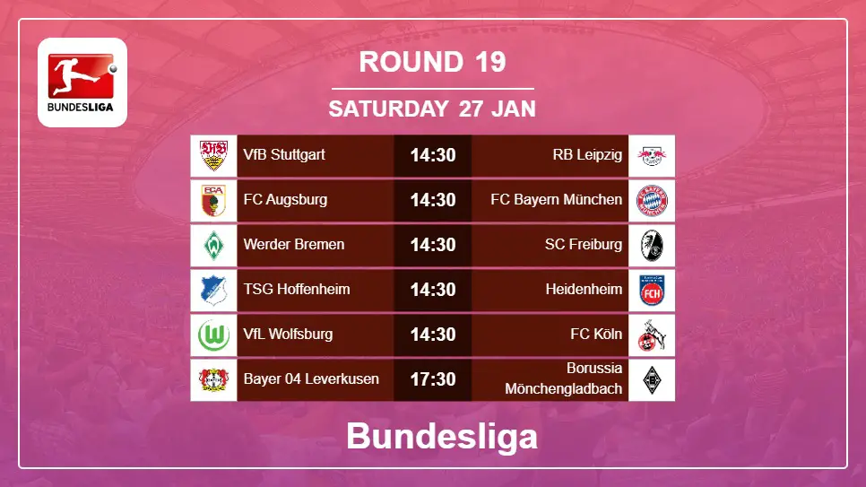 Germany Bundesliga 2023-2024 Round-19 2024-01-27 matches
