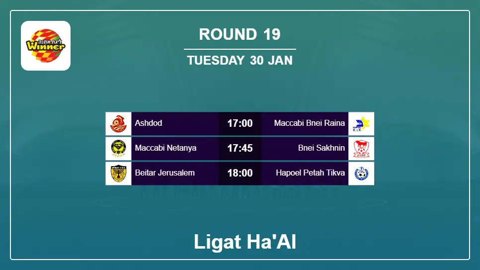 Israel Ligat ha'Al 2023-2024 Round-19 2024-01-30 matches