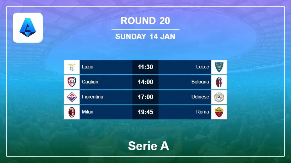 Italy Serie A 2023-2024 Round-20 2024-01-14 matches