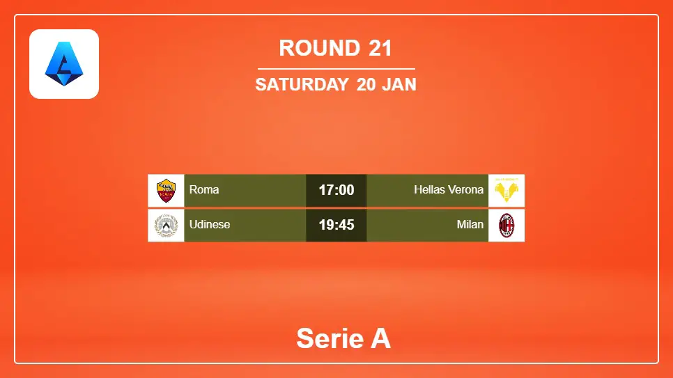 Italy Serie A 2023-2024 Round-21 2024-01-20 matches