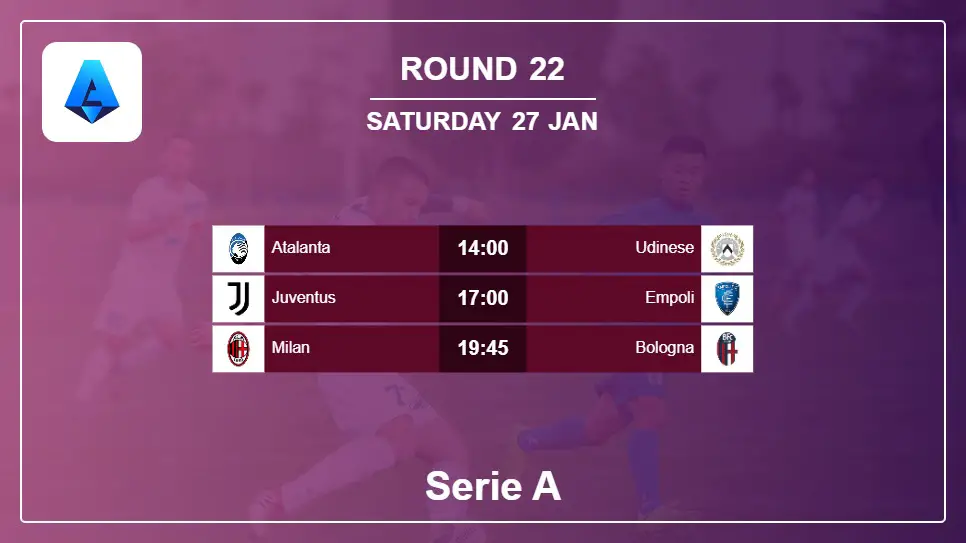 Italy Serie A 2023-2024 Round-22 2024-01-27 matches