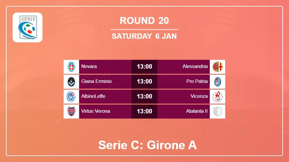 Round 20: Serie C: Girone A H2H, Predictions 6th January