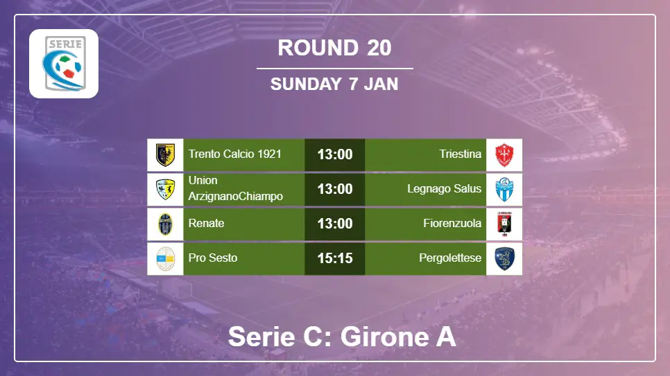Serie C: Girone A 2023-2024 H2H, Predictions: Round 20 7th January