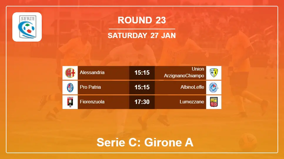 Round 23: Serie C: Girone A H2H, Predictions 27th January